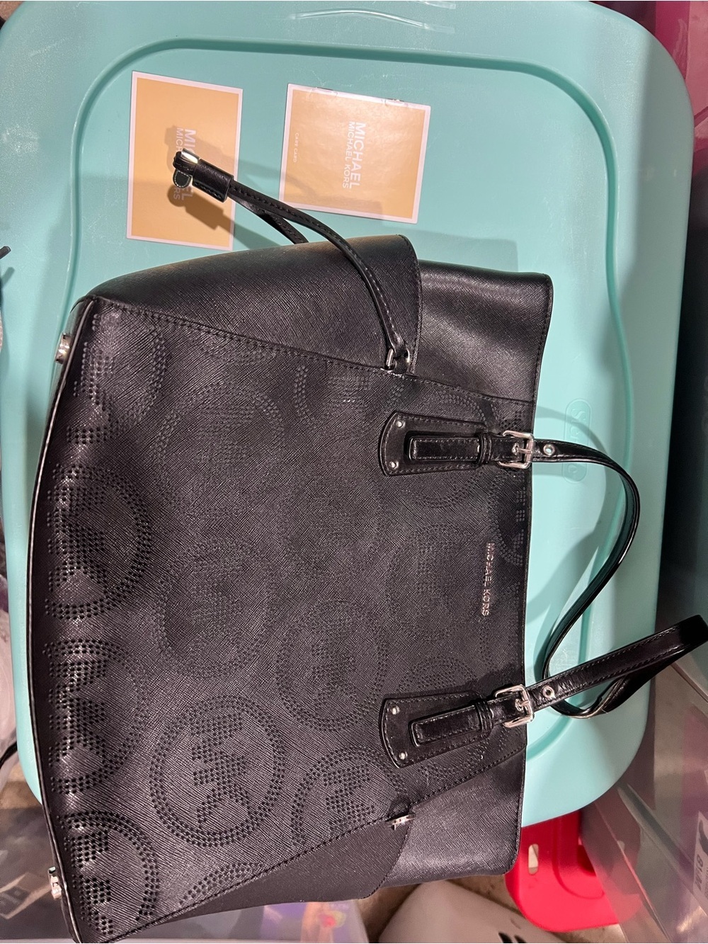 Black MK Michael Kors bag tote purse - Picture 3 of 16